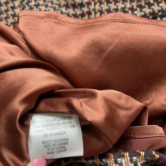 ModCloth skirt brown new 8 houndstooth Informed Ensemble Tweed With Tags Lined - Picture 7 of 11